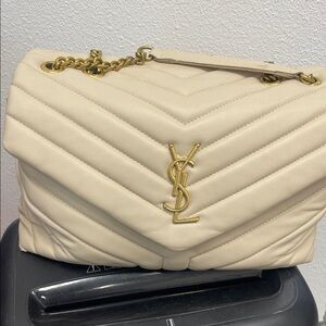 Yves Saint Laurent Cream Quilted Shoulder Bag